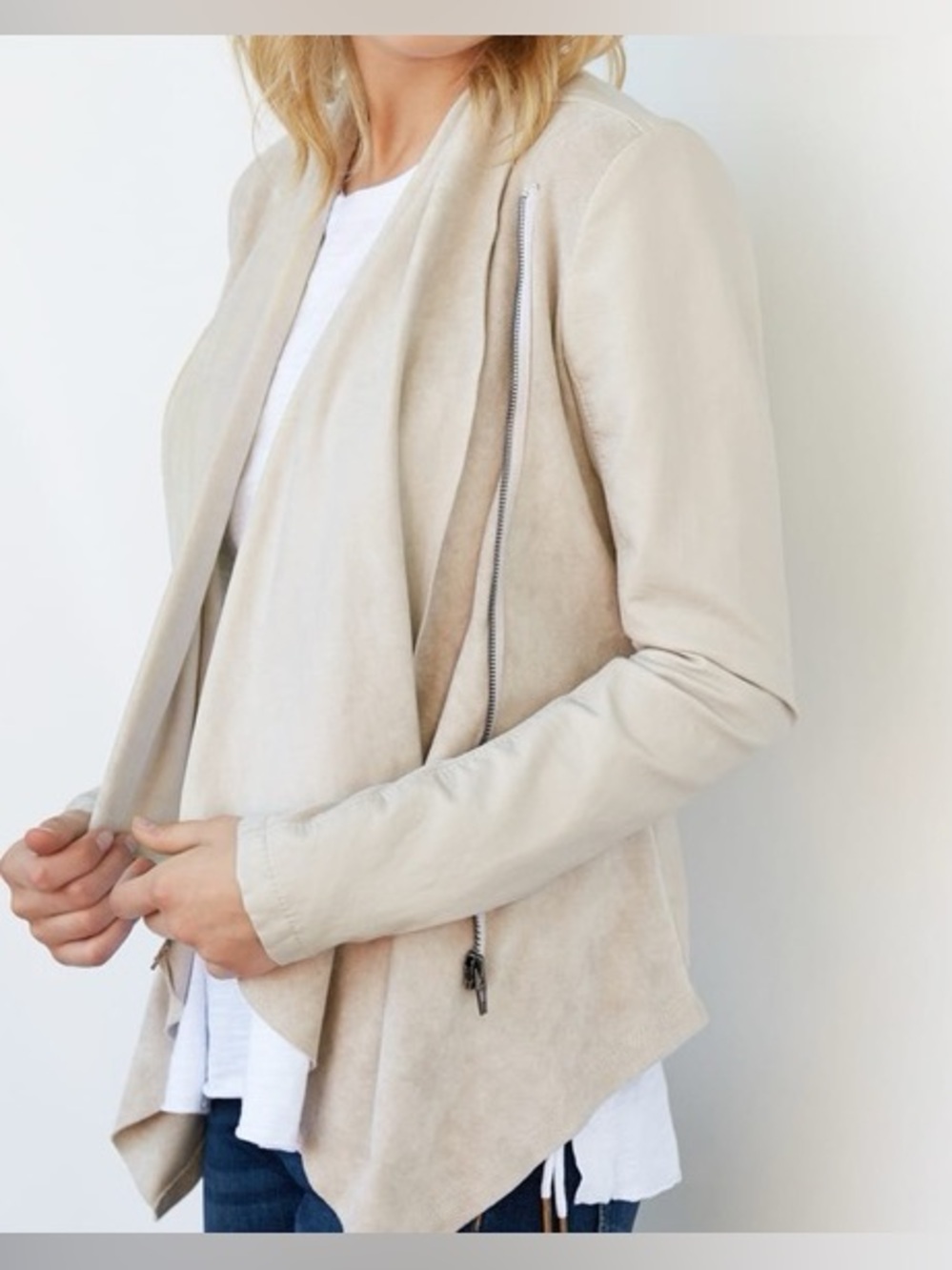 Blank NYC Beige Draped Open Front Jacket ❤️❤️